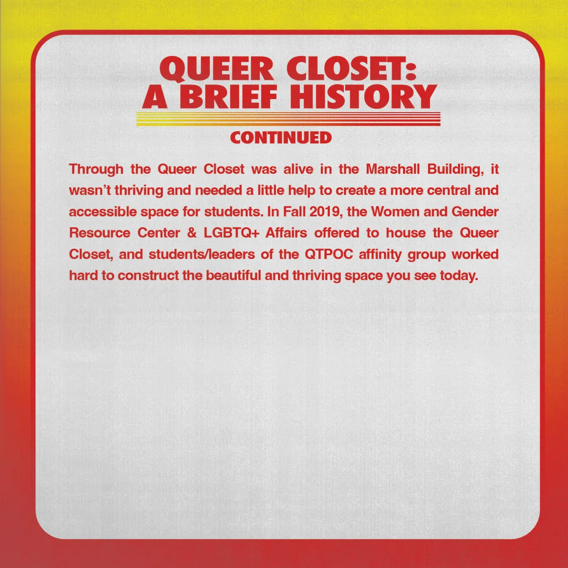 yellow and red framed flyer with red writing