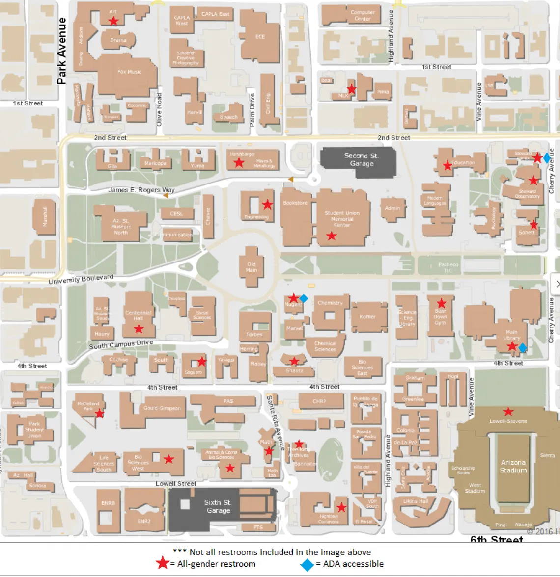 Campus Map of All Gender Bathrooms