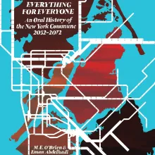 A book cover with a blue background under a black and red map. White street lines overlap and disect the map, around the title and authors of the book.